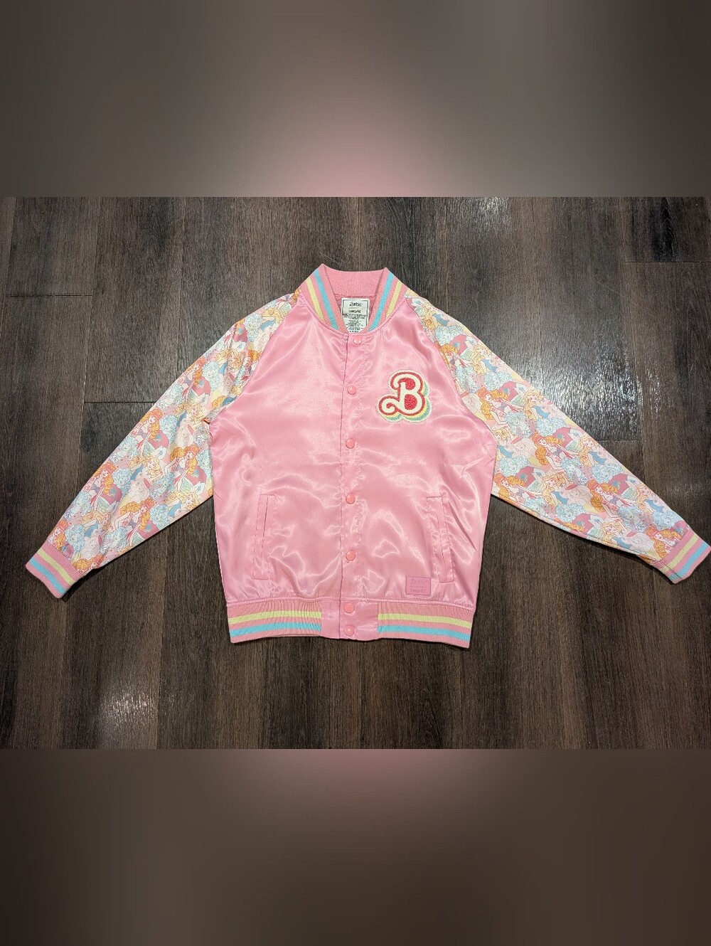 Barbie Loungefly sz. S pink satin bomber jacket